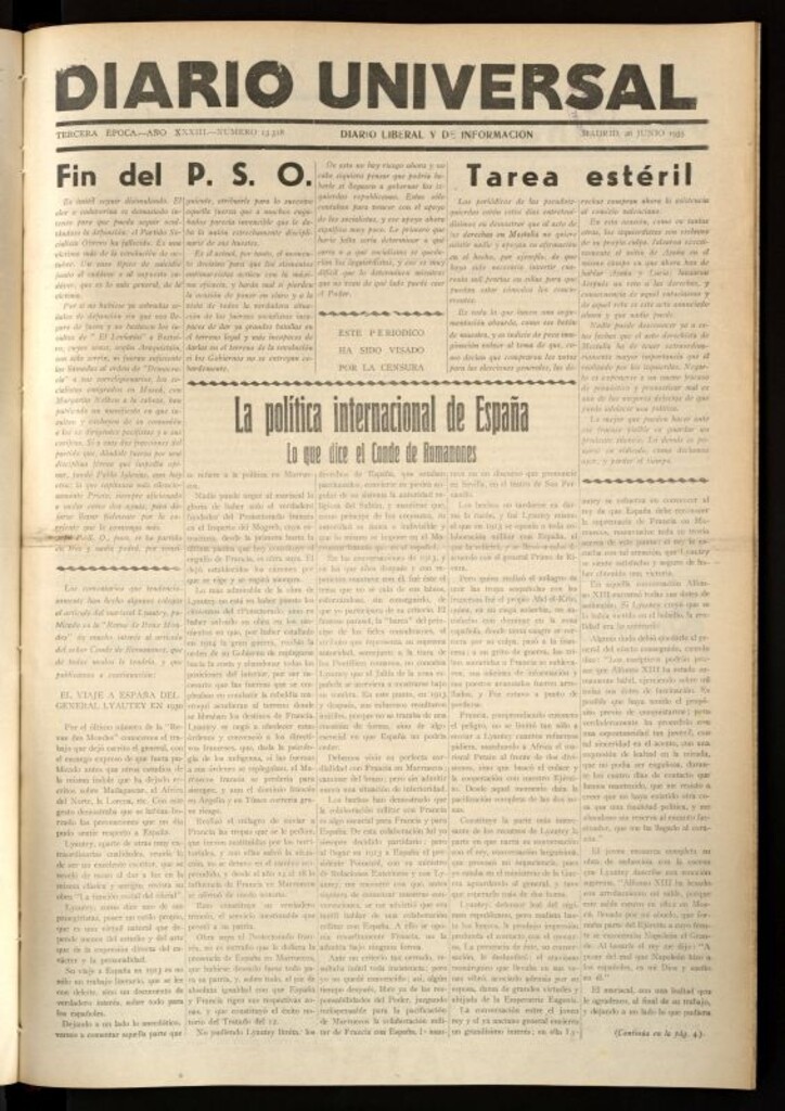 Miniatura de Diario Universal del 26 de junio de 1935