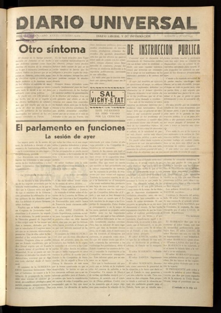 Miniatura de Diario Universal del 27 de junio de 1935