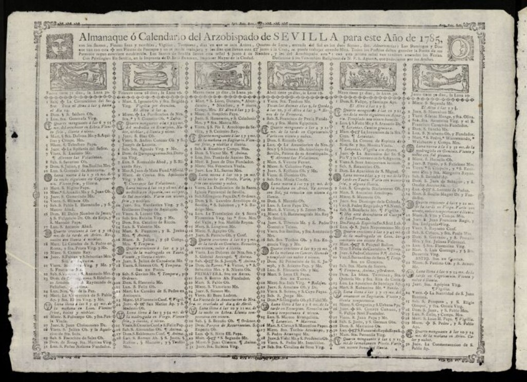 Miniatura de Almanak, o Kalendario de este año de 1785