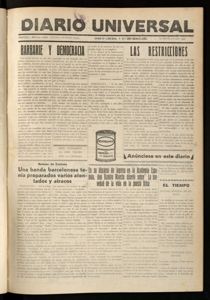 Miniatura de Diario Universal del 2 de julio de 1935