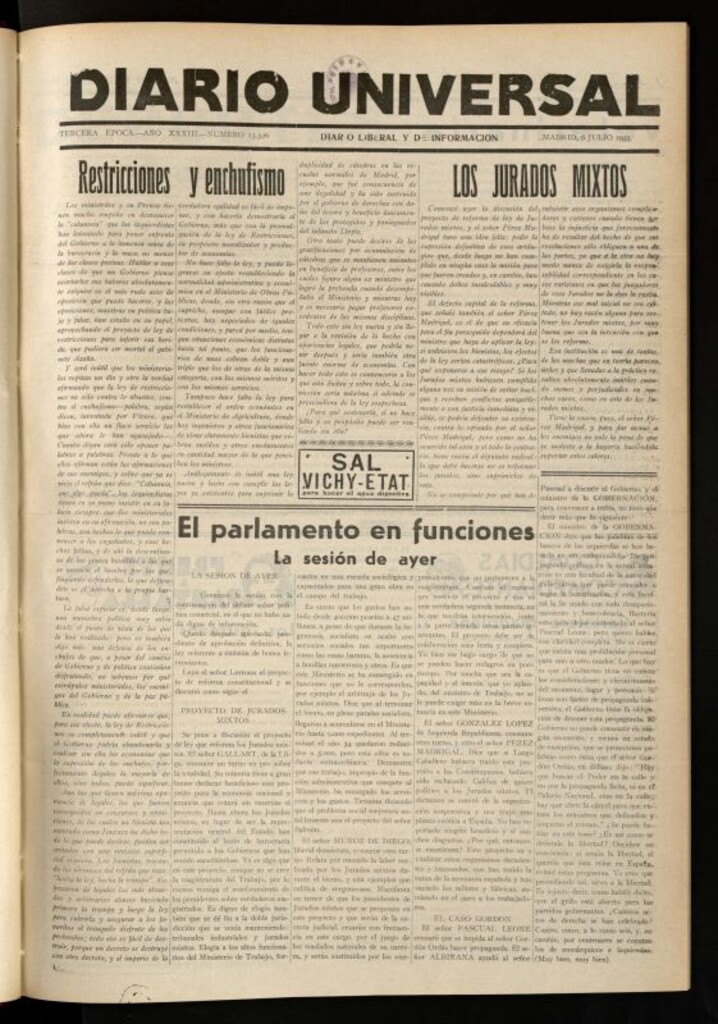 Miniatura de Diario Universal del 6 de julio de 1935