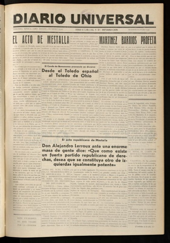 Miniatura de Diario Universal del 8 de julio de 1935