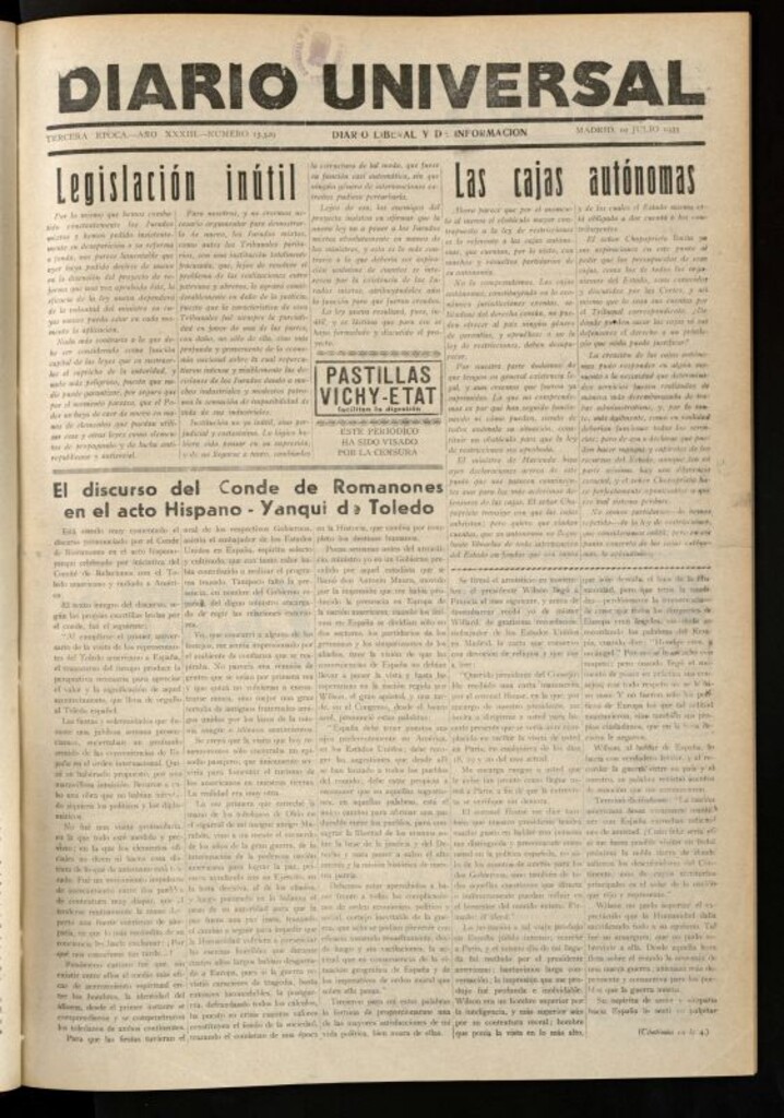 Miniatura de Diario Universal del 10 de julio de 1935