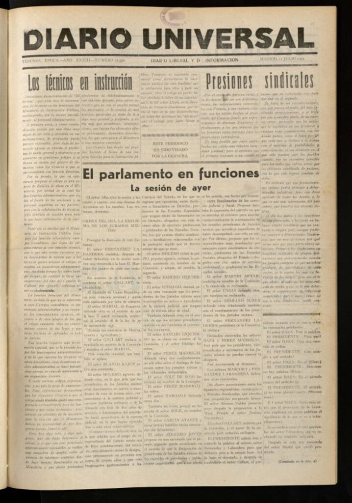 Miniatura de Diario Universal del 11 de julio de 1935