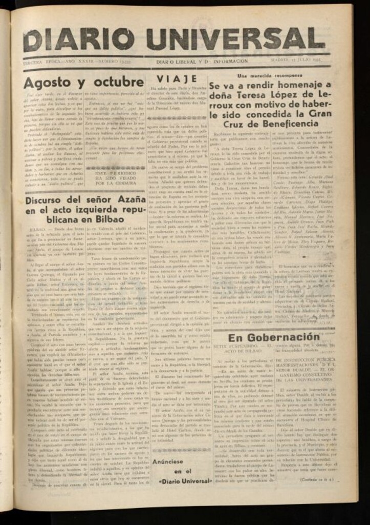 Miniatura de Diario Universal del 15 de julio de 1935