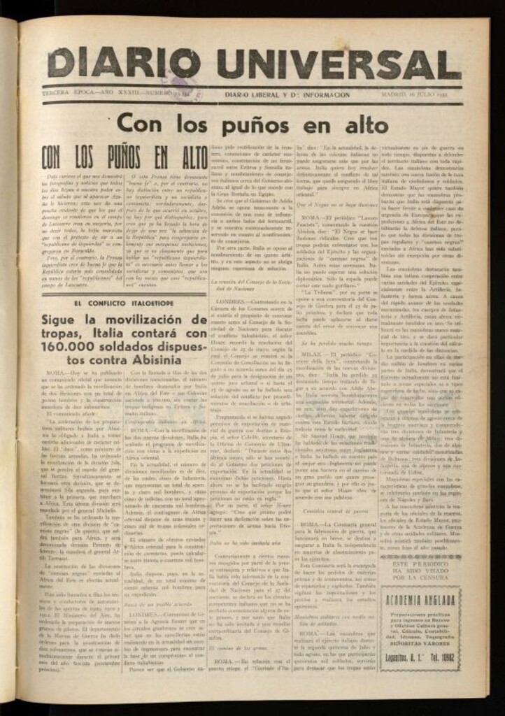 Miniatura de Diario Universal del 16 de julio de 1935
