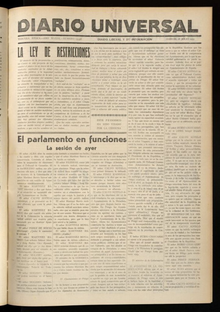 Miniatura de Diario Universal del 18 de julio de 1935