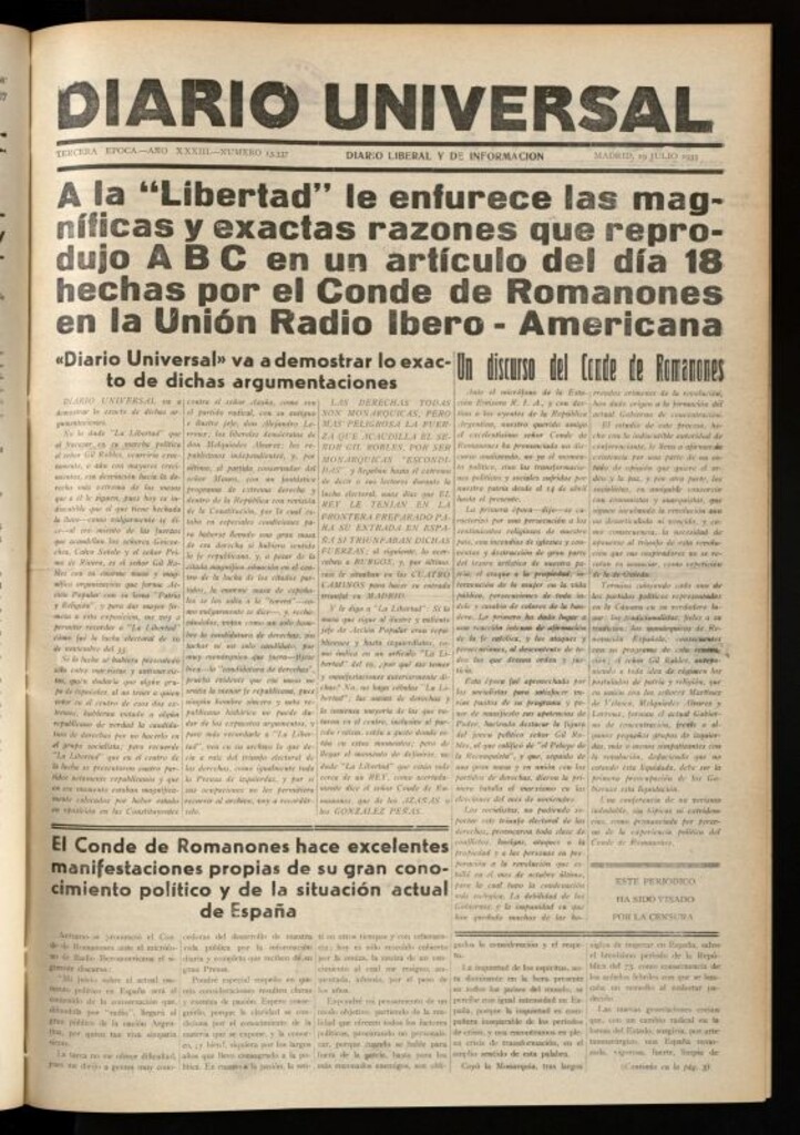 Miniatura de Diario Universal del 19 de julio de 1935