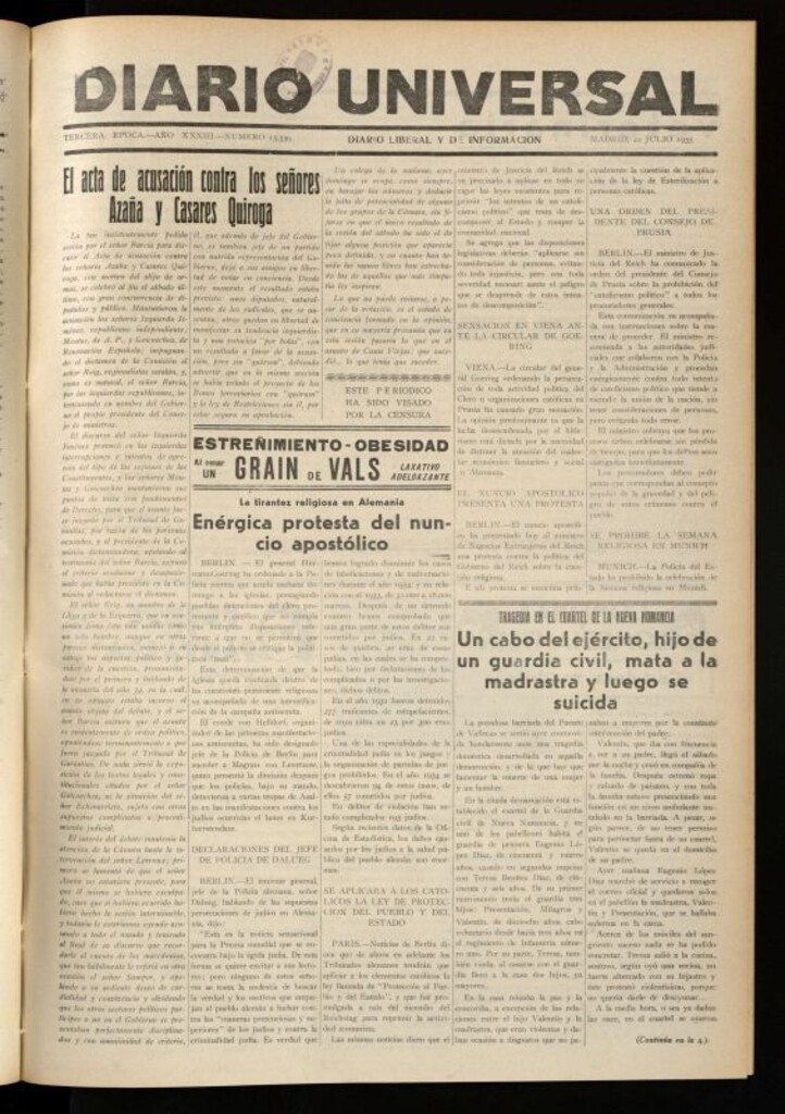 Miniatura de Diario Universal del 22 de julio de 1935