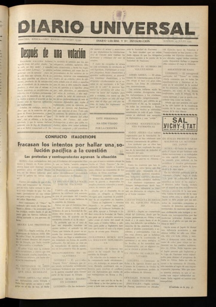 Miniatura de Diario Universal del 23 de julio de 1935