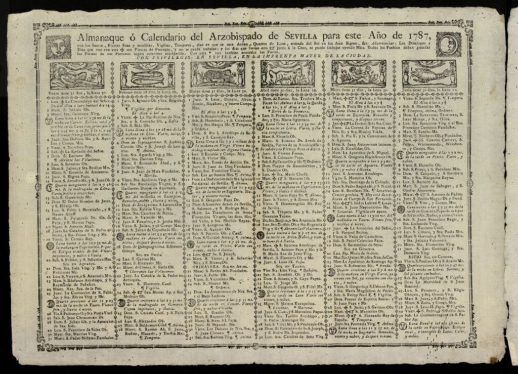 Miniatura de Almanak, o Kalendario de este año de 1787