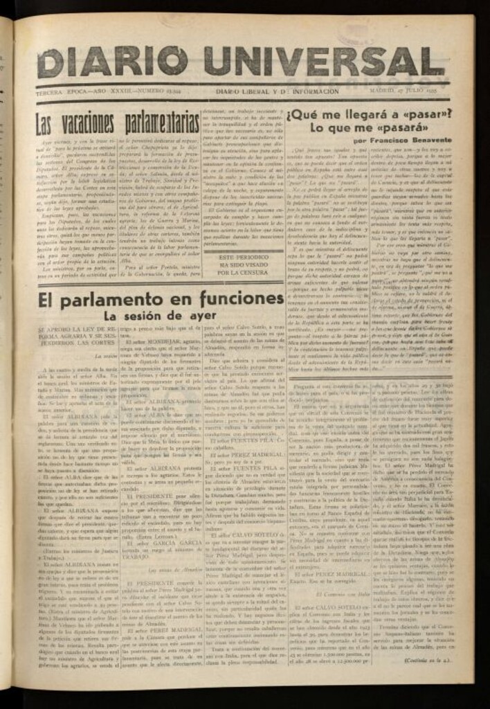 Miniatura de Diario Universal del 27 de julio de 1935