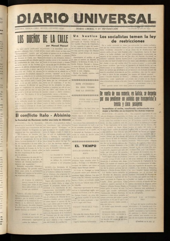 Miniatura de Diario Universal del 29 de julio de 1935