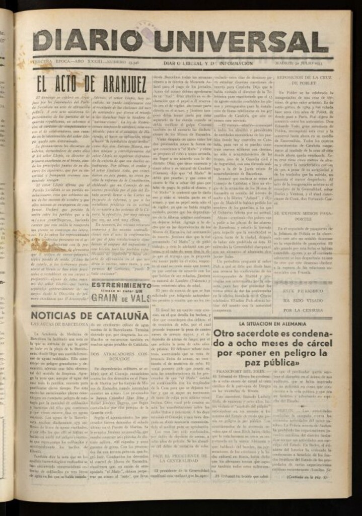 Miniatura de Diario Universal del 30 de julio de 1935