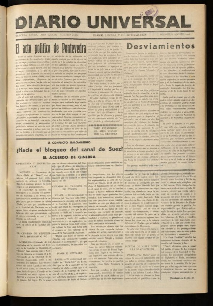 Miniatura de Diario Universal del 6 de agosto de 1935