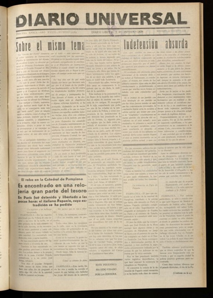 Miniatura de Diario Universal del 20 de agosto de 1935