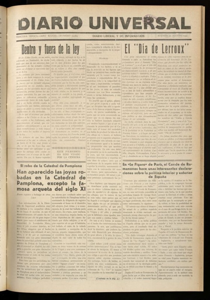 Miniatura de Diario Universal del 21 de agosto de 1935