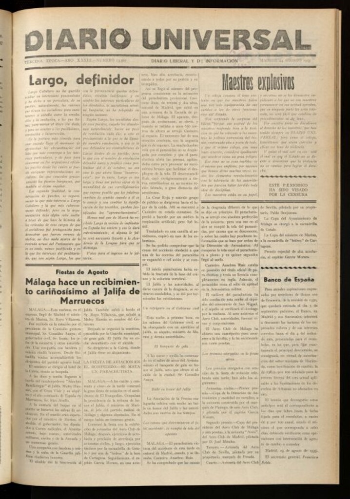 Miniatura de Diario Universal del 24 de agosto de 1935
