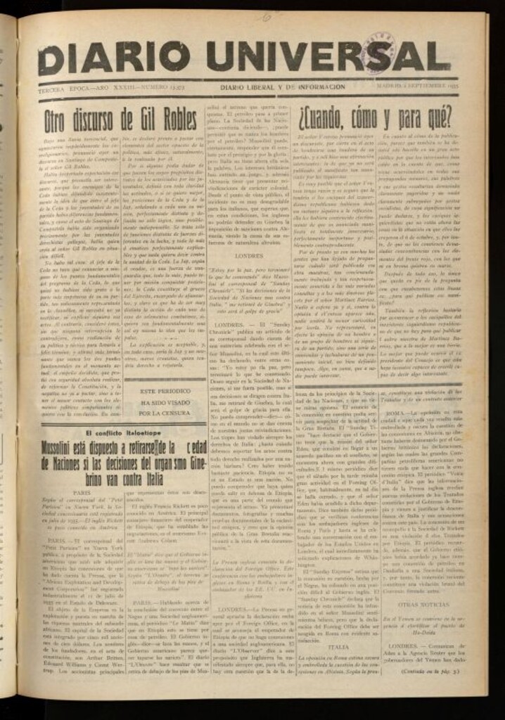 Miniatura de Diario Universal del 2 de septiembre de 1935