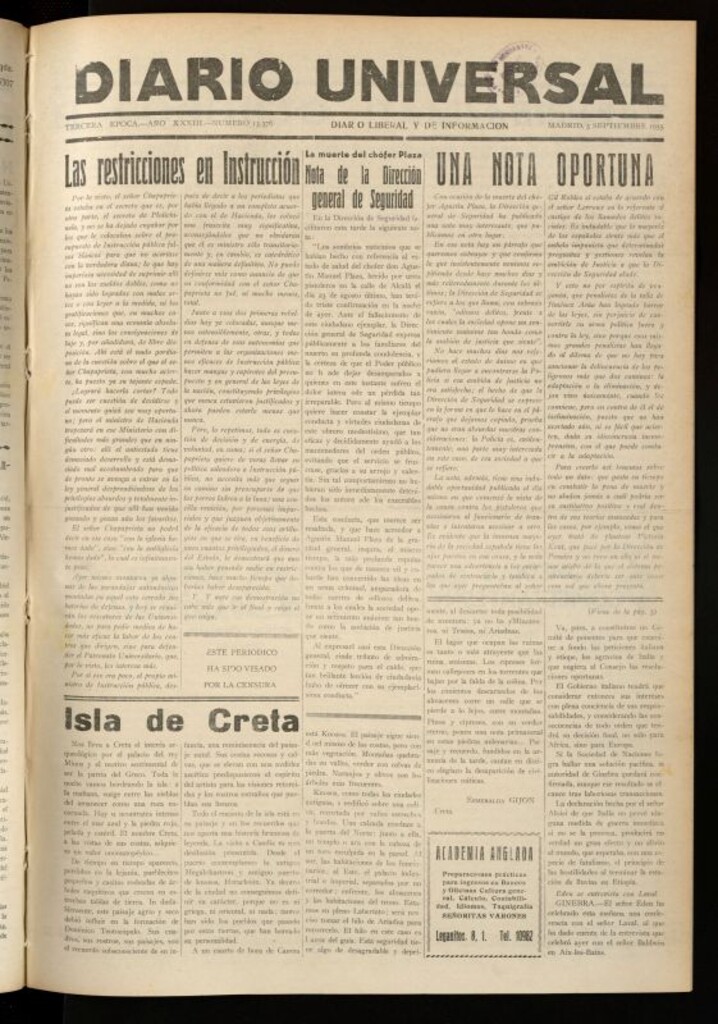 Miniatura de Diario Universal del 5 de septiembre de 1935