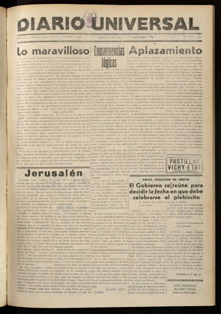 Miniatura de Diario Universal del 10 de septiembre de 1935