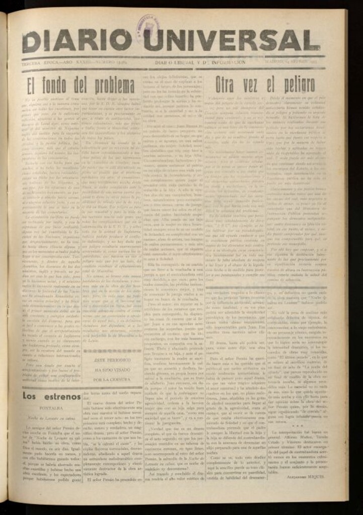 Miniatura de Diario Universal del 14 de septiembre de 1935