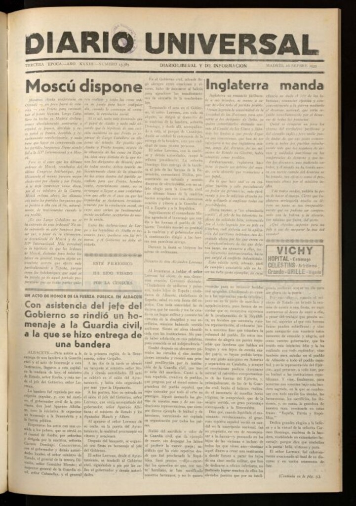 Miniatura de Diario Universal del 16 de septiembre de 1935