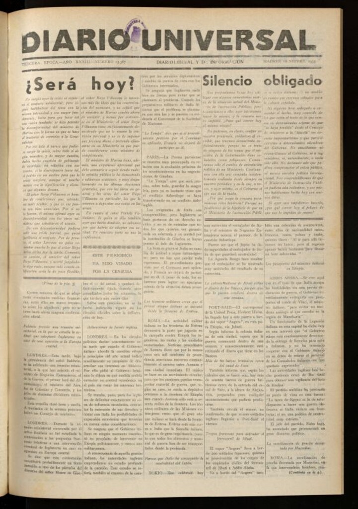 Miniatura de Diario Universal del 18 de septiembre de 1935