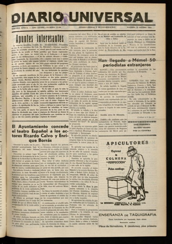 Miniatura de Diario Universal del 28 de septiembre de 1935