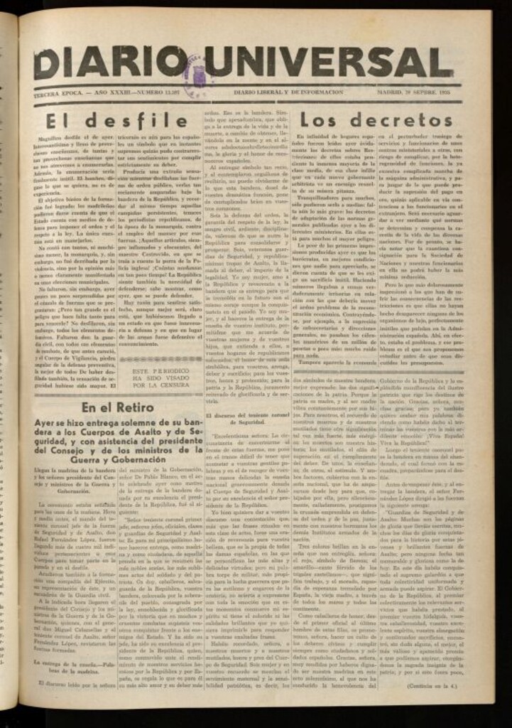 Miniatura de Diario Universal del 30 de septiembre de 1935