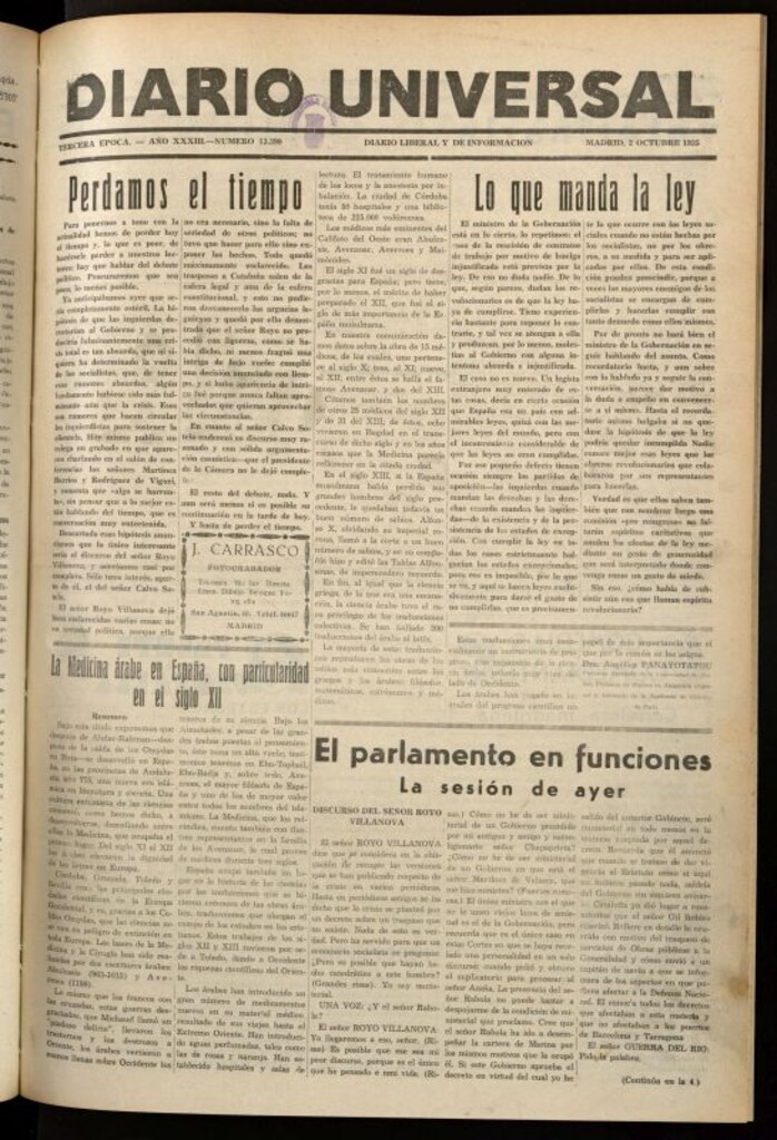 Miniatura de Diario Universal del 2 de octubre de 1935