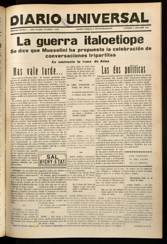 Miniatura de Diario Universal del 5 de octubre de 1935