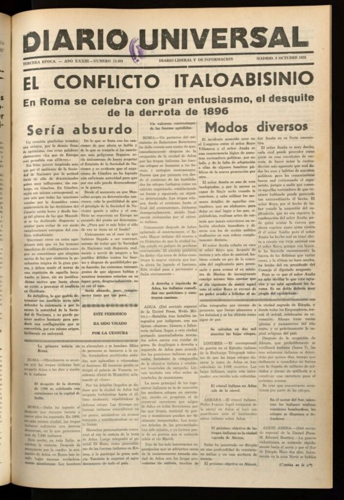 Miniatura de Diario Universal del 8 de octubre de 1935