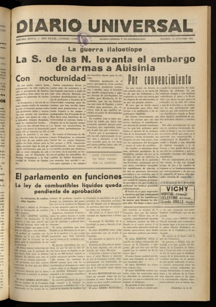 Miniatura de Diario Universal del 12 de octubre de 1935