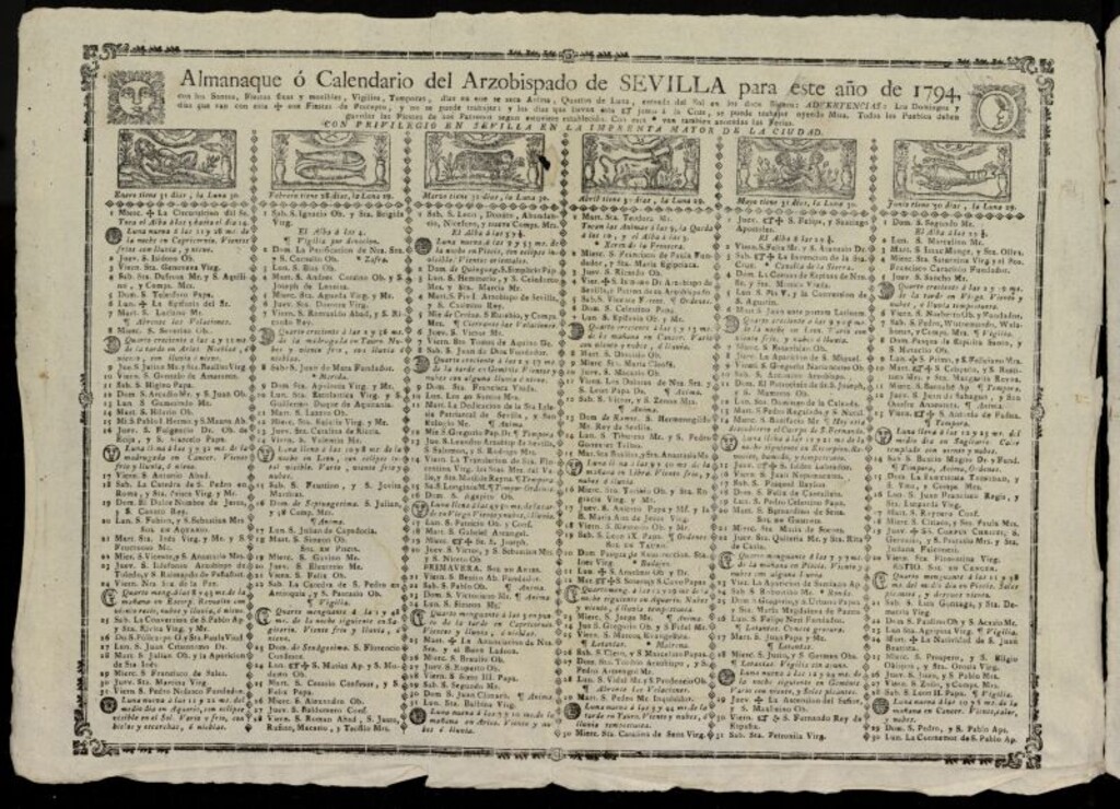 Miniatura de Almanak, o Kalendario de este año de 1794