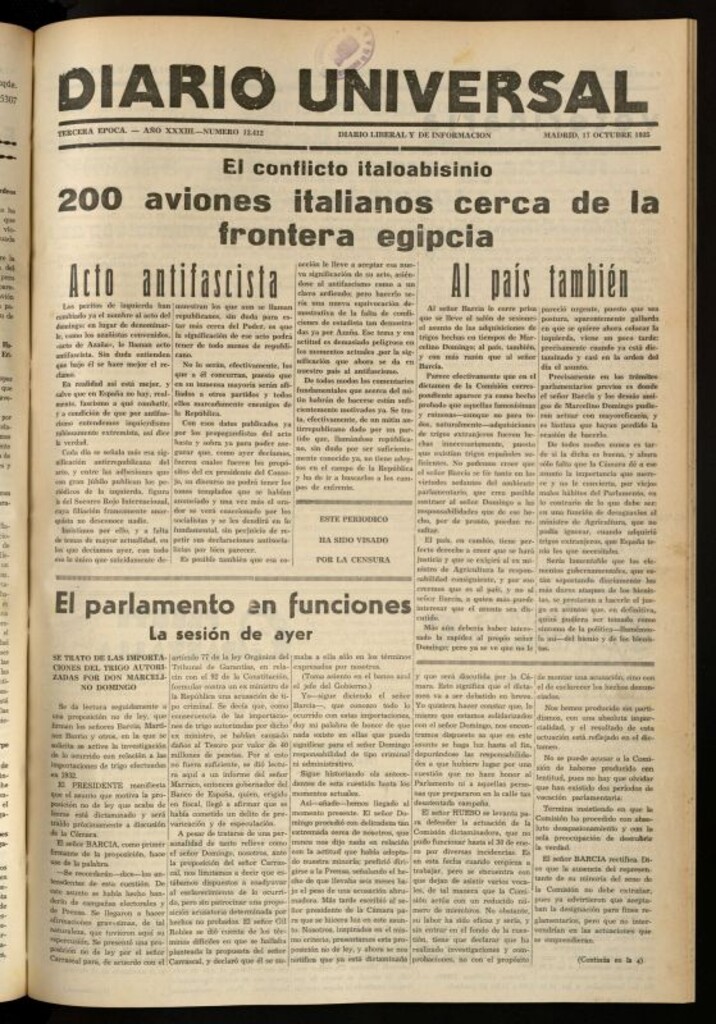 Miniatura de Diario Universal del 17 de octubre de 1935