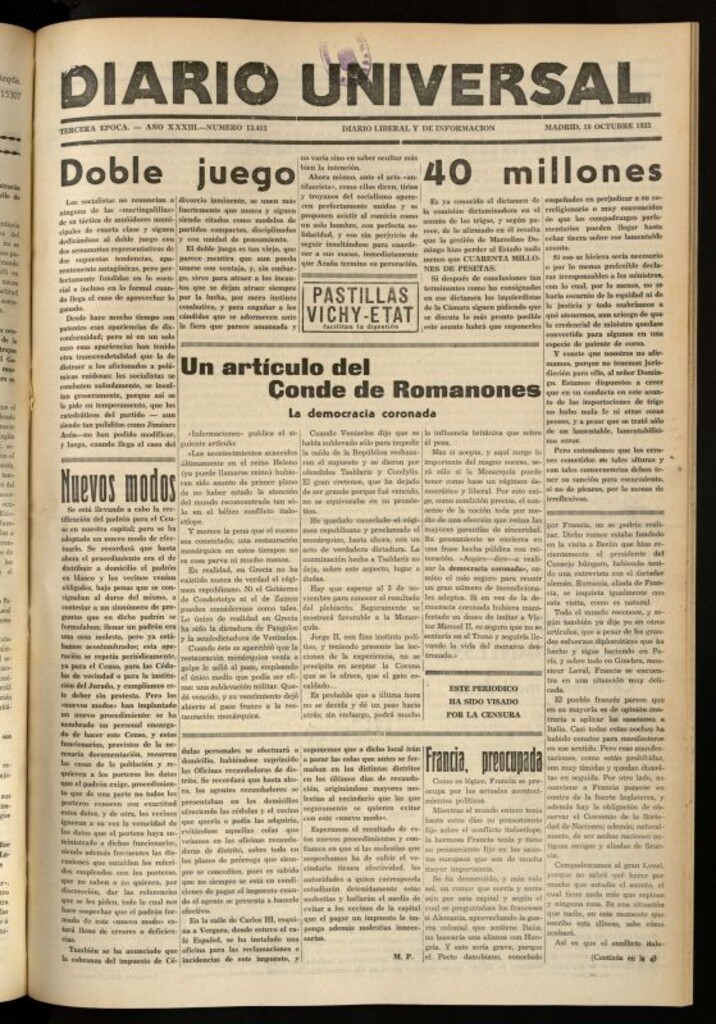 Miniatura de Diario Universal del 18 de octubre de 1935