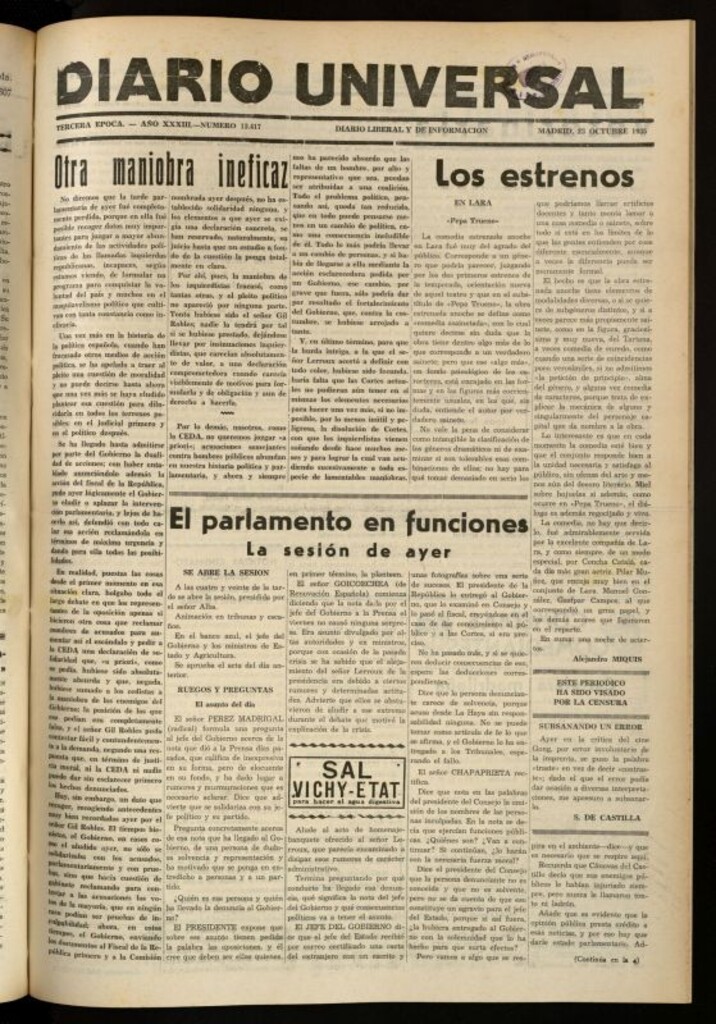 Miniatura de Diario Universal del 23 de octubre de 1935