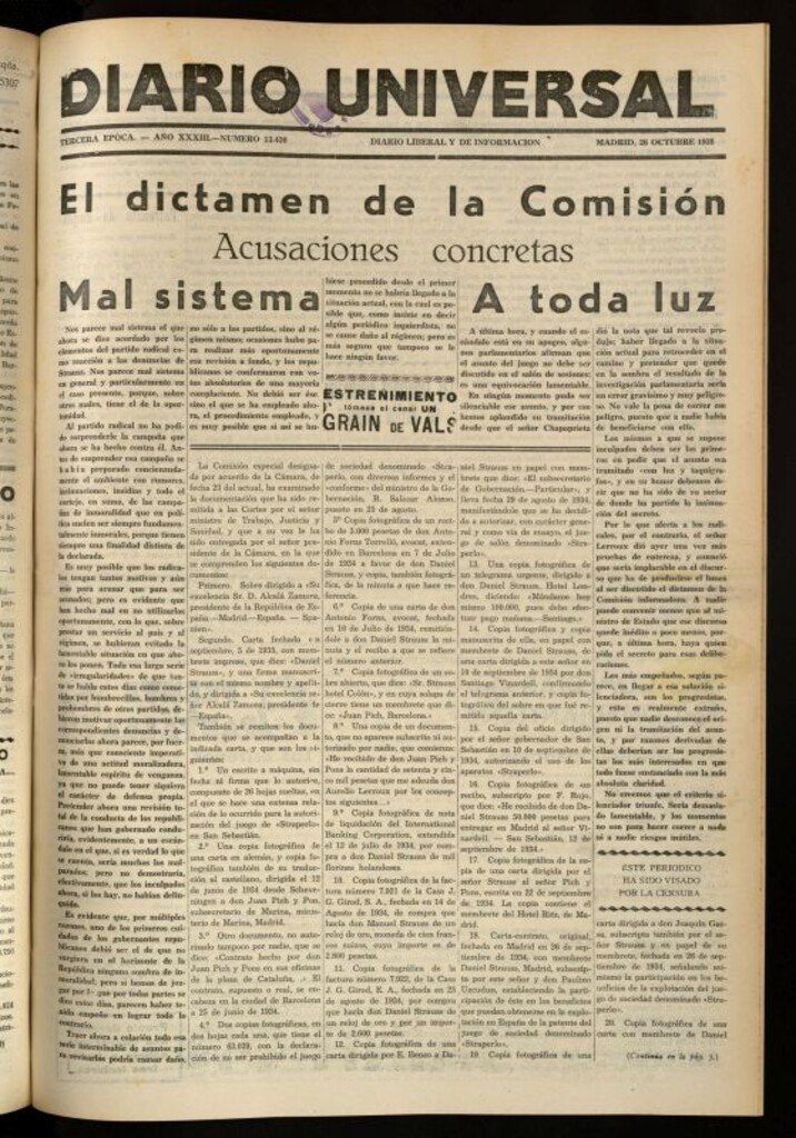 Miniatura de Diario Universal del 26 de octubre de 1935