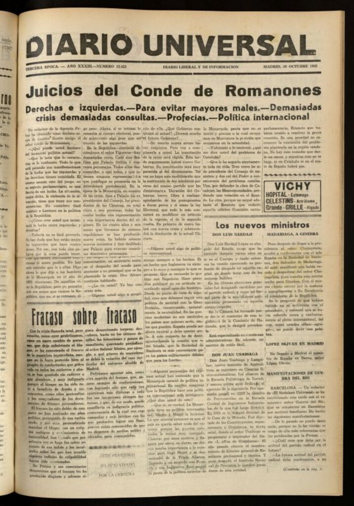 Miniatura de Diario Universal del 30 de octubre de 1935