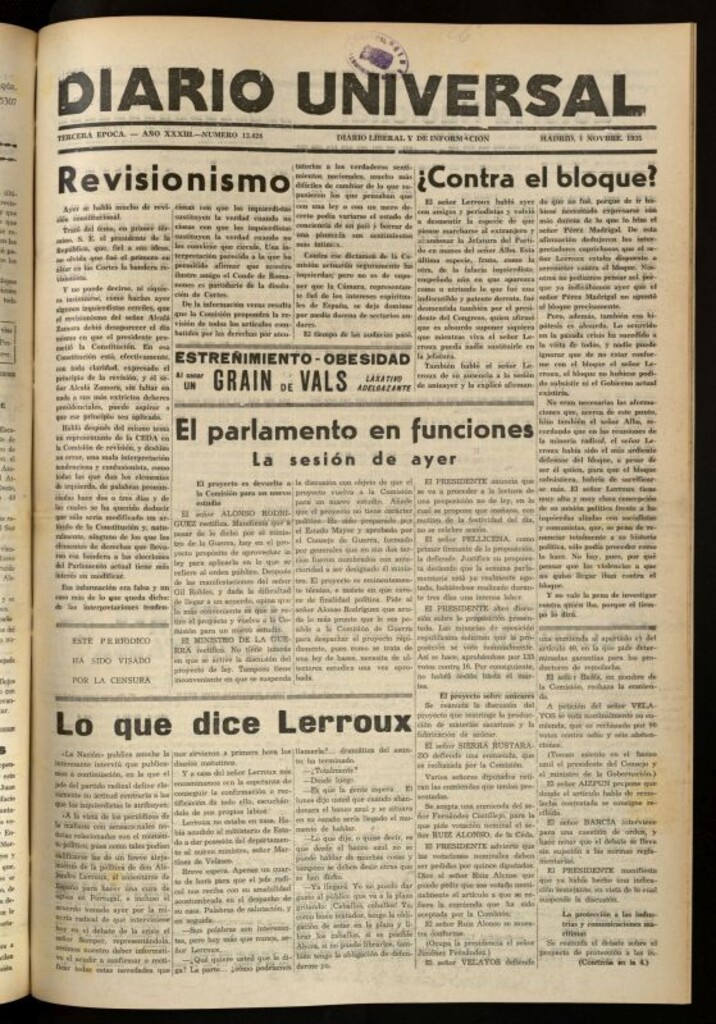 Miniatura de Diario Universal del 1 de noviembre de 1935