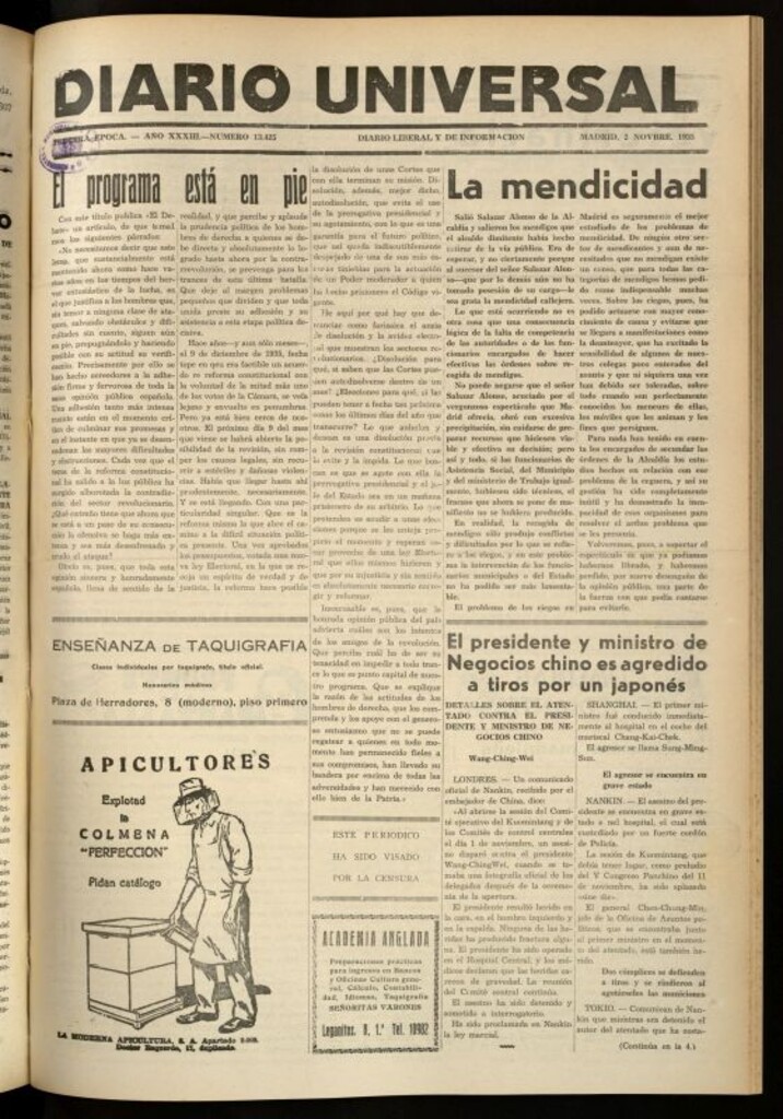 Miniatura de Diario Universal del 2 de noviembre de 1935