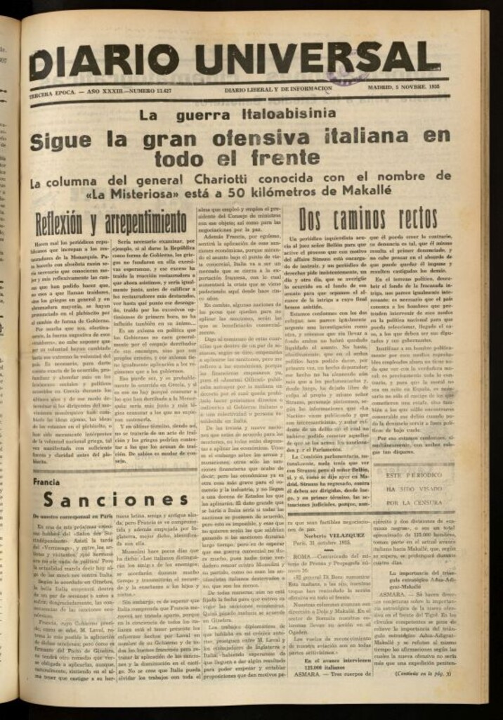 Miniatura de Diario Universal del 5 de noviembre de 1935
