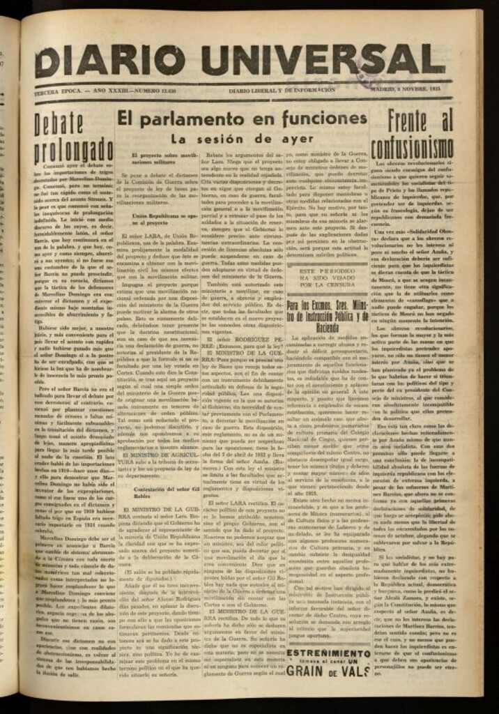 Miniatura de Diario Universal del 8 de noviembre de 1935