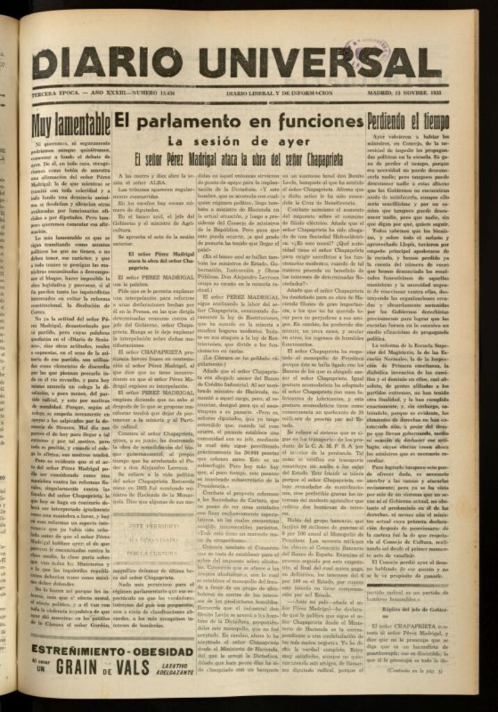 Miniatura de Diario Universal del 13 de noviembre de 1935