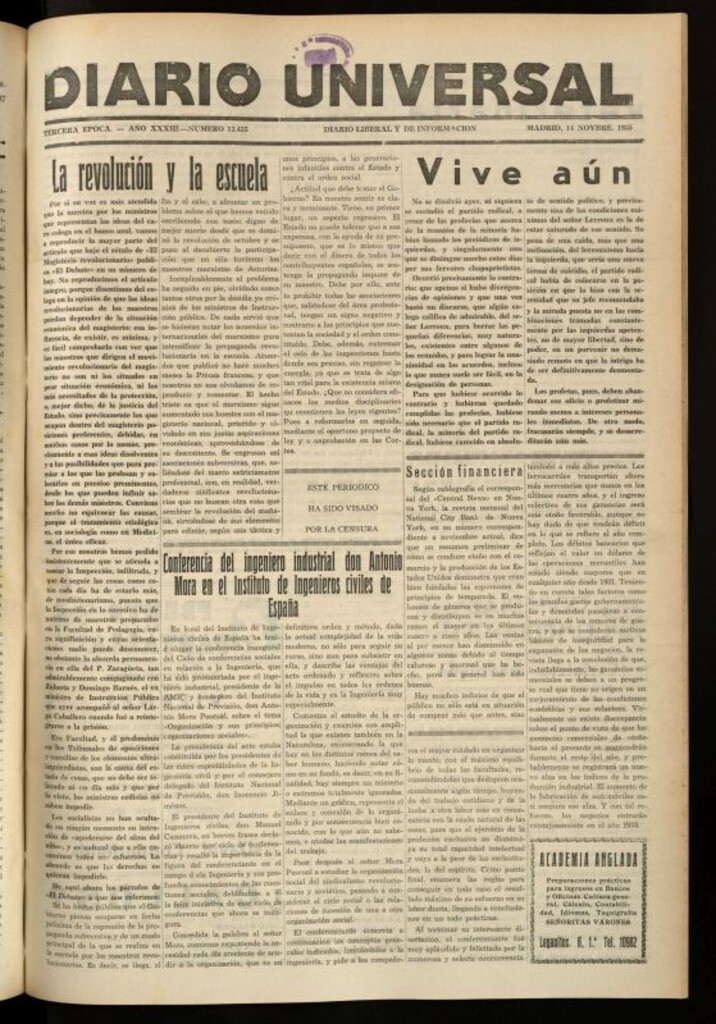 Miniatura de Diario Universal del 14 de noviembre de 1935