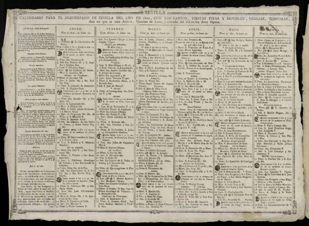 Miniatura de Almanak, o Kalendario de este año de 1800