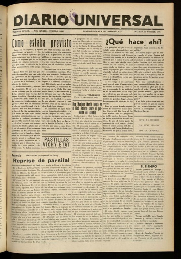 Miniatura de Diario Universal del 22 de noviembre de 1935