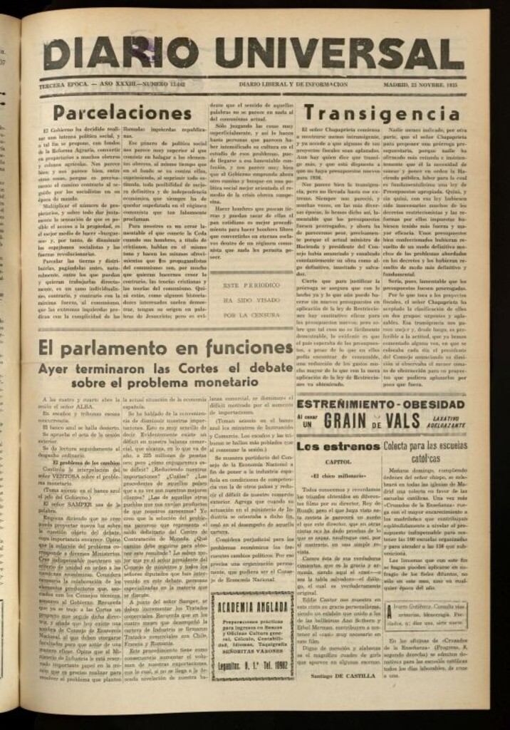 Miniatura de Diario Universal del 23 de noviembre de 1935