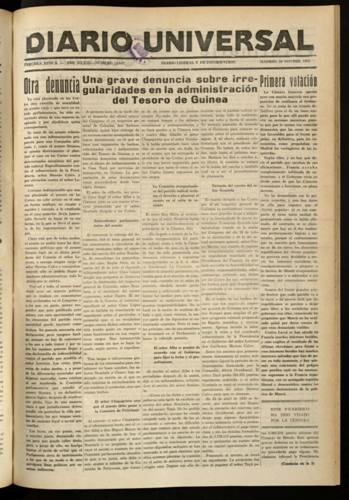 Miniatura de Diario Universal del 29 de noviembre de 1935